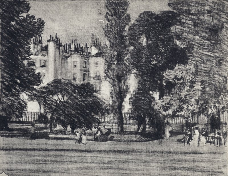 Park Lane, fra parken (litho) av Joseph (after) Pennell