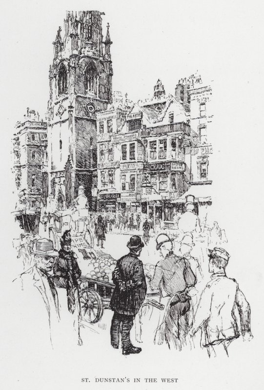 St Dunstans i Vesten (litho) av Joseph (after) Pennell