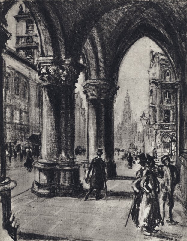 Strand, fra domstolene (litho) av Joseph (after) Pennell