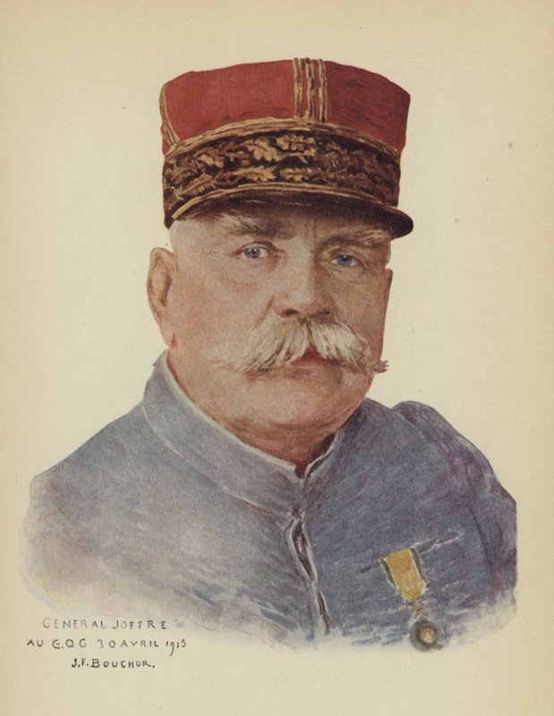 Joseph Joffre , fransk general (farge litho) av Joseph Felix Boucher