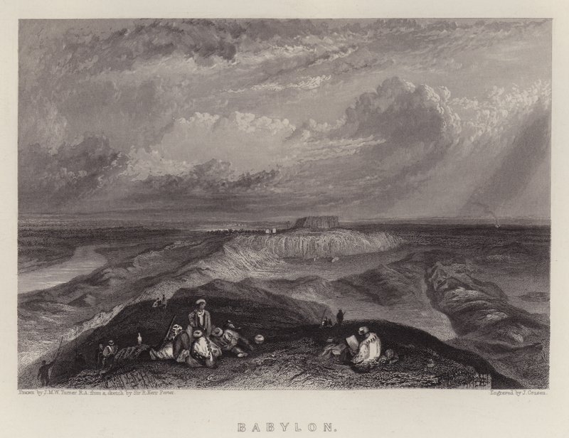 Babylon (farge litho) av Joseph Mallord William (after) Turner