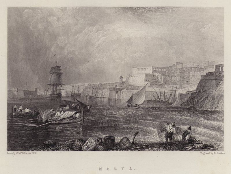 Malta (farge litho) av Joseph Mallord William (after) Turner