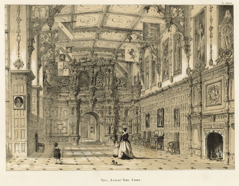 Hall, Audley End, Essex av Joseph Nash