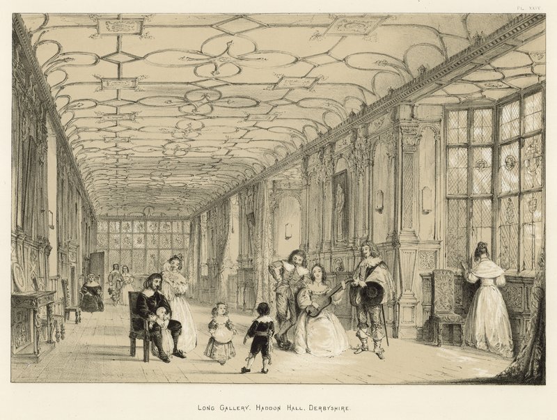 Long Gallery, Haddon Hall, Derbyshire av Joseph Nash
