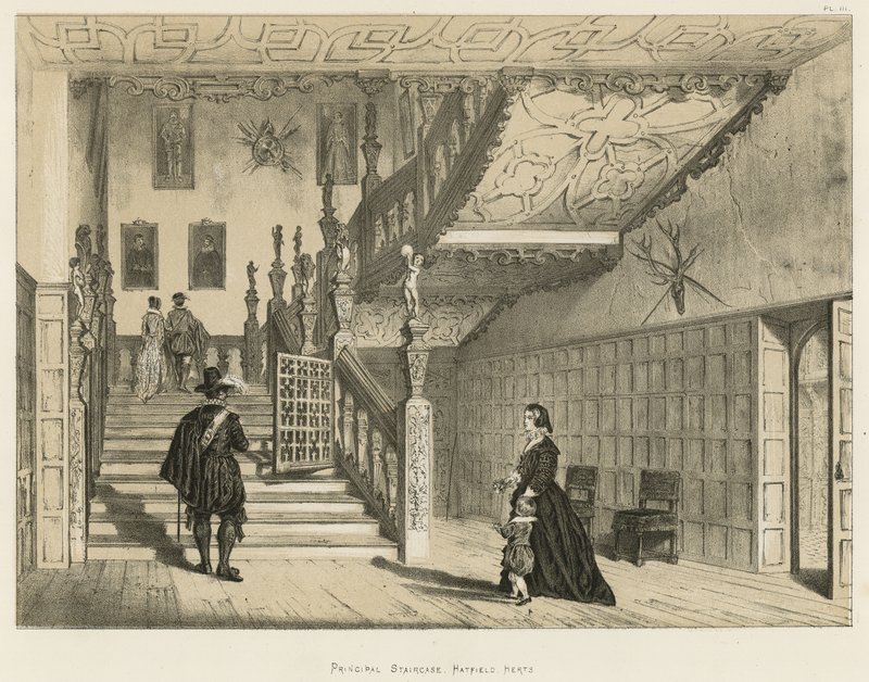 Hovedtrapp, Hatfield, Herts av Joseph Nash