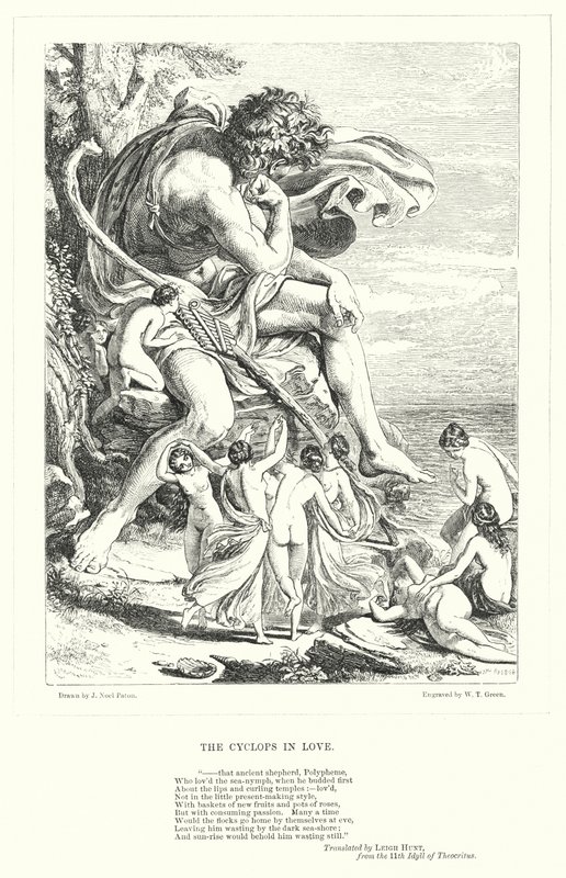 The Cyclops in Love (gravering) av Joseph Noel (after) Paton