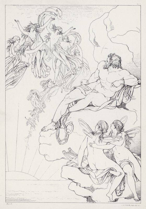 Shelleys Prometheus Unbound, Act I av Joseph Noel after Paton