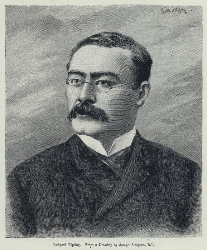 Rudyard Kipling (litho) av Joseph Simpson