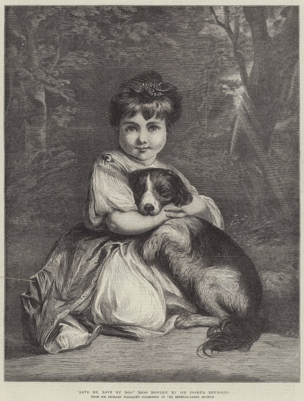 Love Me, Love My Dog, Miss Bowles av Joshua Reynolds