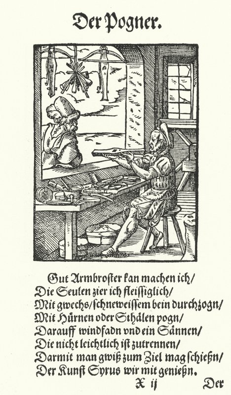 The Crossbow Maker (gravering) av Jost (after) Amman