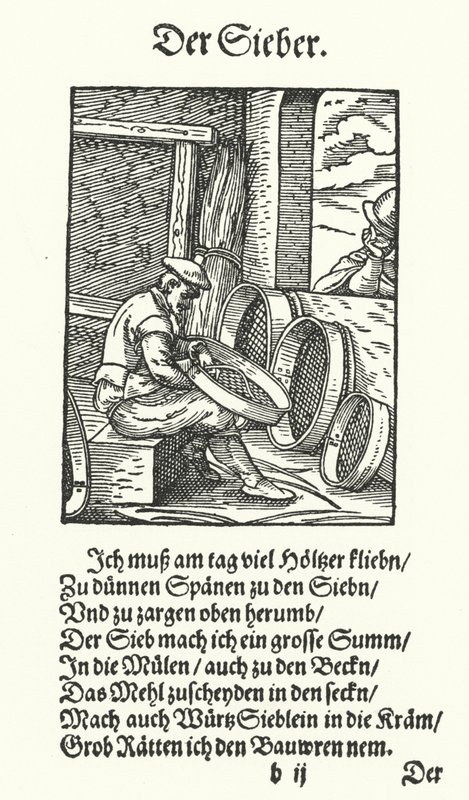 The Sieve Maker (gravering) av Jost (after) Amman