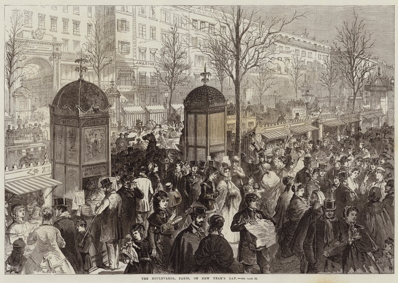 The Boulevards, Paris, på nyttårsdag av Jules Pelcoq