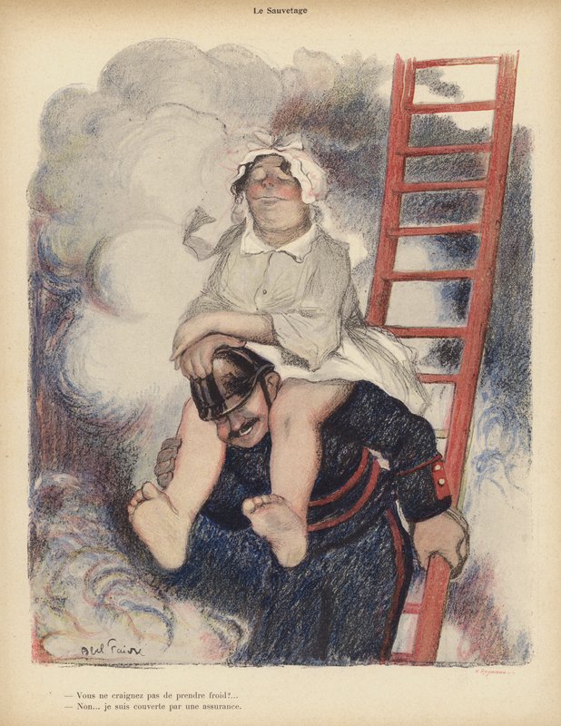 The Rescue (farge litho) av Jules Abel Faivre