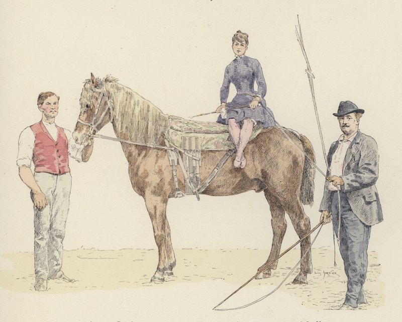 Hestetrenere (farge litho) av Jules Arsene (after) Garnier