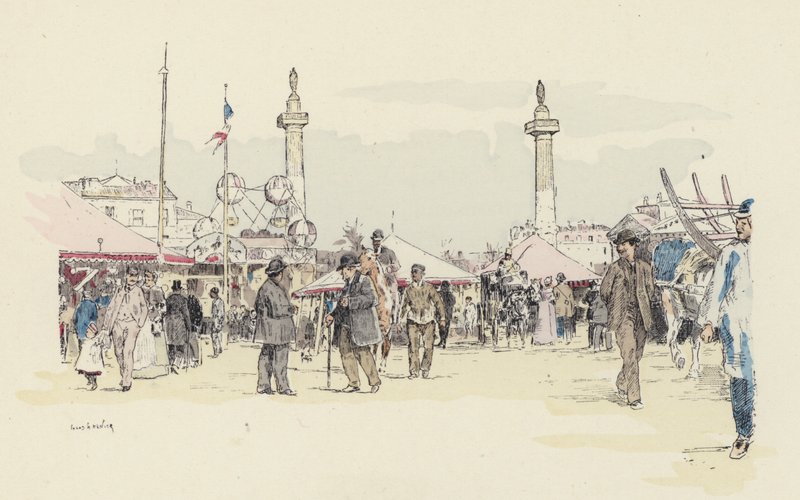 The Fair (farge litho) av Jules Arsene (after) Garnier