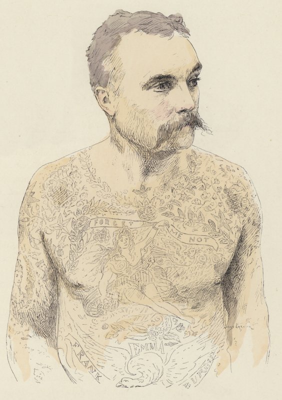 Tatoveringer (farge litho) av Jules Arsene (after) Garnier