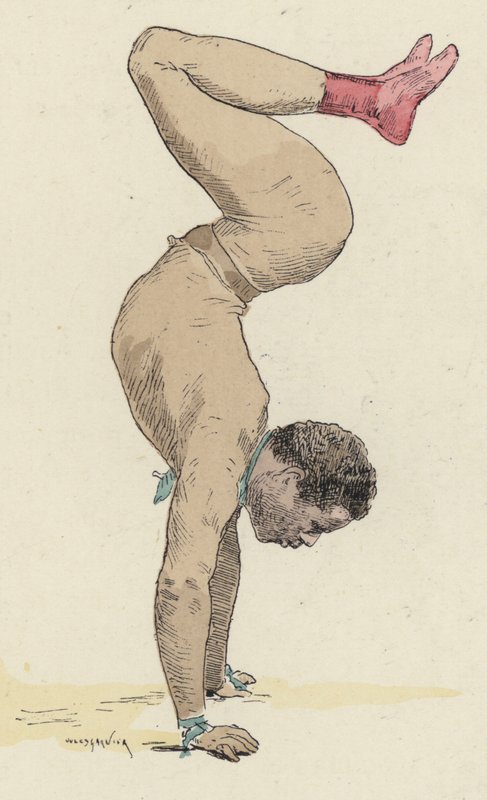 Sirkusgymnast gjør håndstående av Jules Arsene Garnier