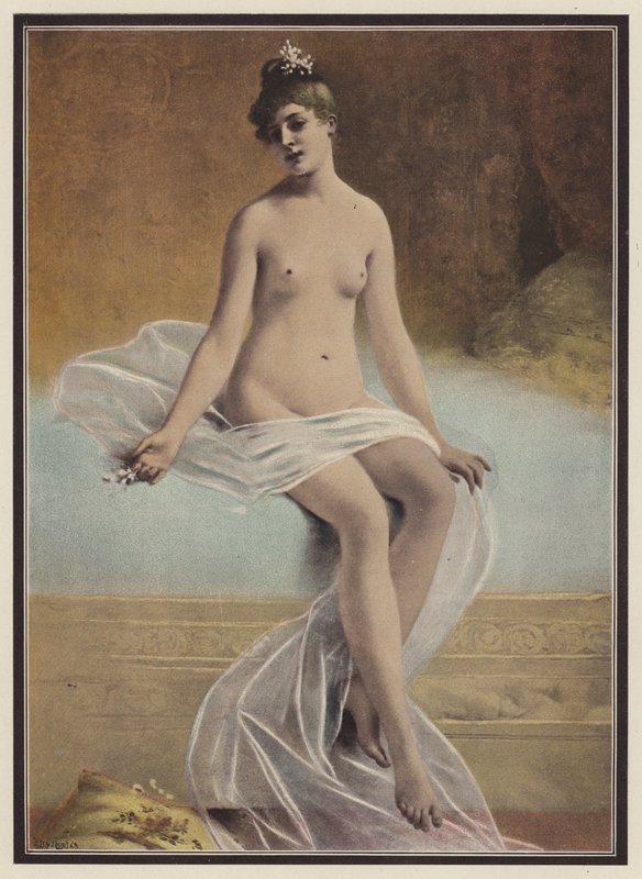 Skjørhet (fargelitho) av Jules Frederic Ballavoine