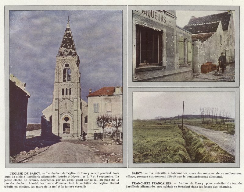 The Church of Barcy, Barcy, Tranchees Francaises av Jules Gervais Courtellemont