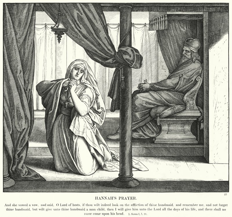Hannas bønn (gravering) av Julius (after) Schnorr von Carolsfeld