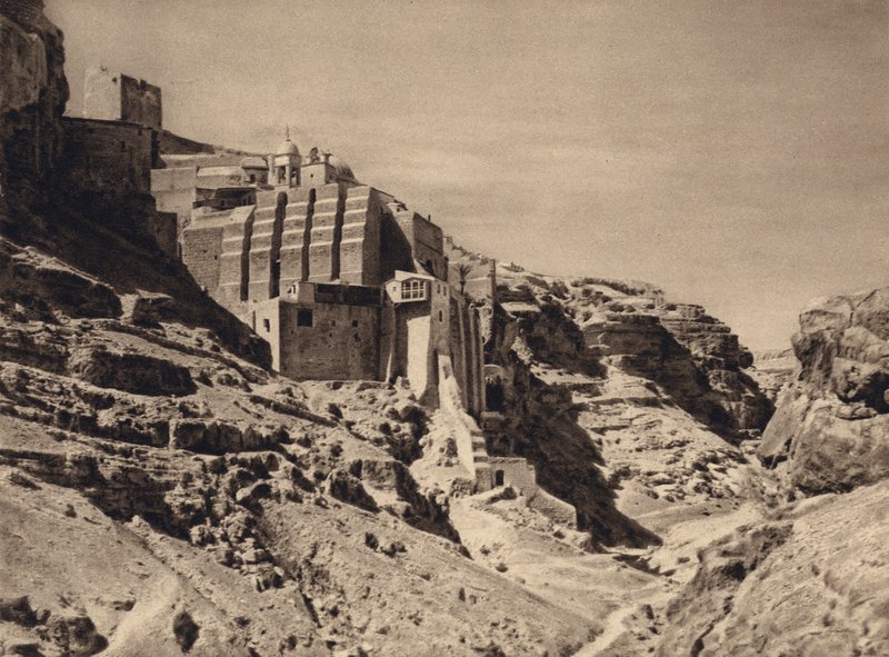Mar Saba, gresk kloster (s/hvitt bilde) av Karl Grober