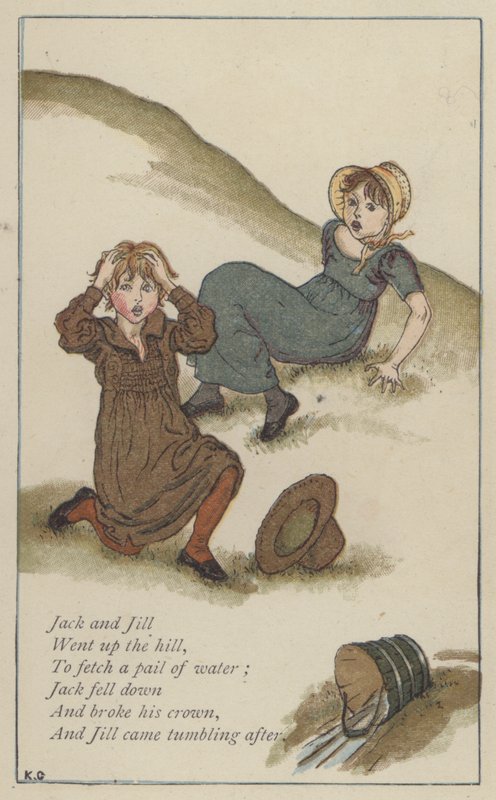 Jack og Jill (farge litho) av Kate (after) Greenaway