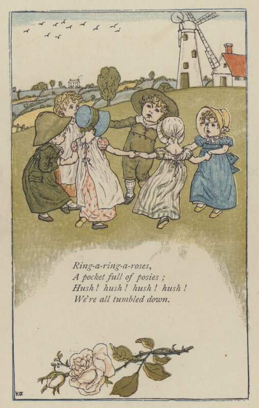 Ring-a-ring-a-roser (farge litho) av Kate (after) Greenaway