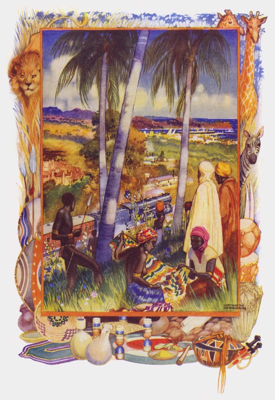 Øst- og Vest-Afrika (farge litho) av Kenneth Shoesmith