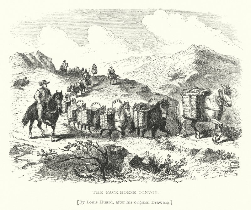 The Pack-Horse Convoy (gravering) av L. Huard