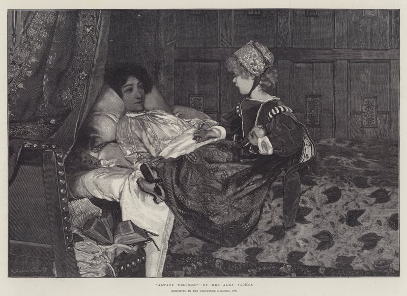 Alltid velkommen, utstilt i Grosvenor Gallery, 1887 av Lawrence Alma Tadema