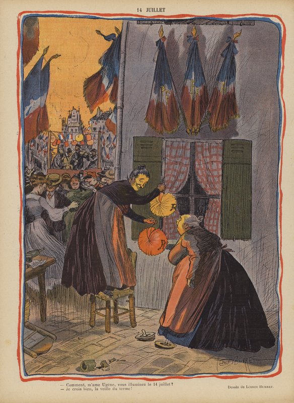 14 juli. Illustrasjon for Le Rire av Leonce Burret