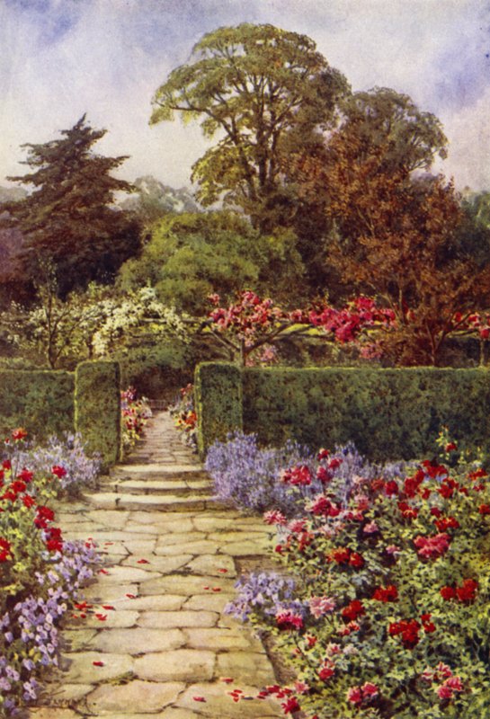 The Rose Walk (farge litho) av Lilian Stannard