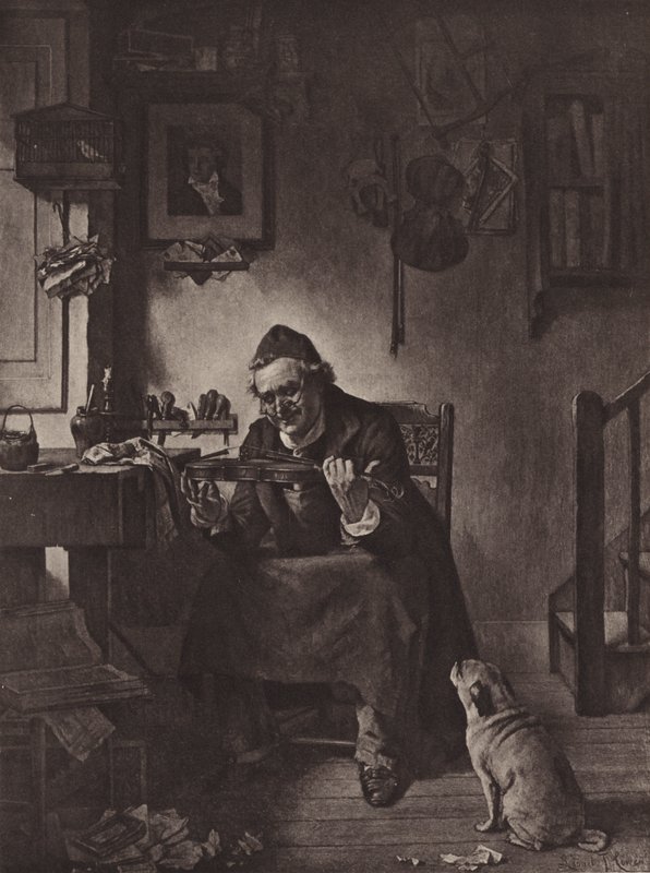 The Old Strad (litho) av Lionel J. Cowen