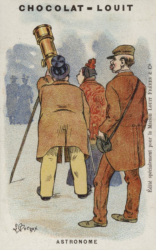Astronom (chromolitho) av Louis Borgex