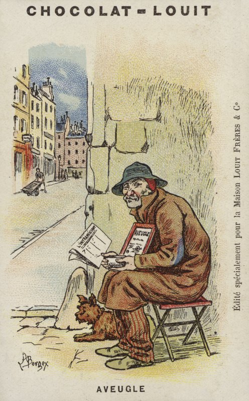 Blind (chromolitho) av Louis Borgex