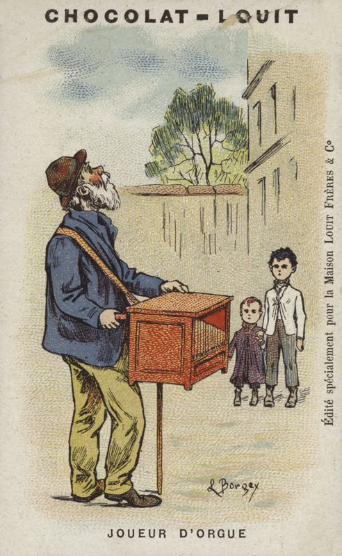 Orgelspiller (chromolitho) av Louis Borgex