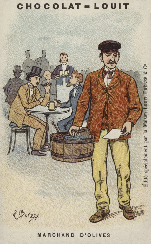 Olivenhandler (chromolitho) av Louis Borgex