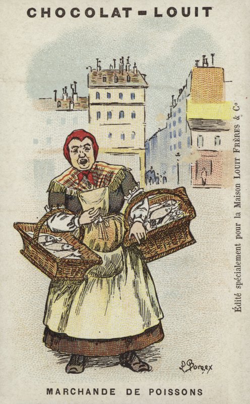 Fiskehandler (chromolitho) av Louis Borgex