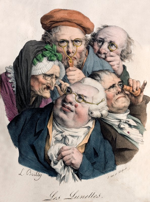 Briller (farge litho) av Louis Leopold (after) Boilly