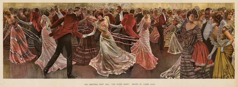 Christmas Hunt Ball (farge litho) av Lucien Davis