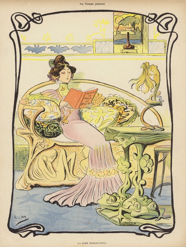 The Modern Lady (farge litho) av Lucien Metivet