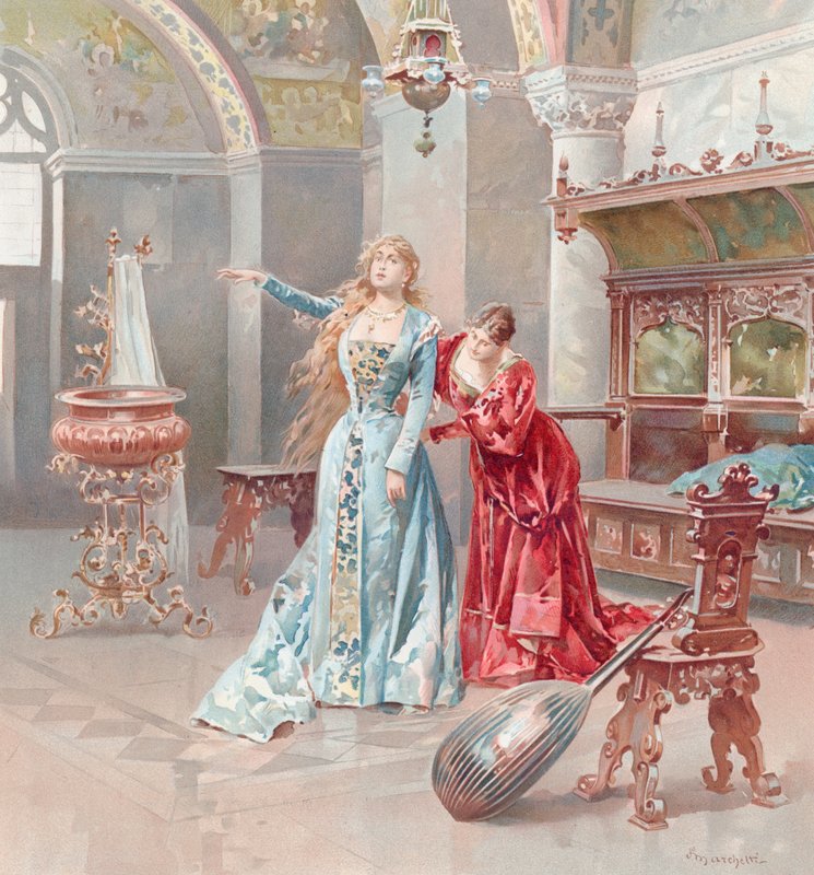 Illustrasjon for Shakespeares Othello (chromolitho) av Ludovico Marchetti