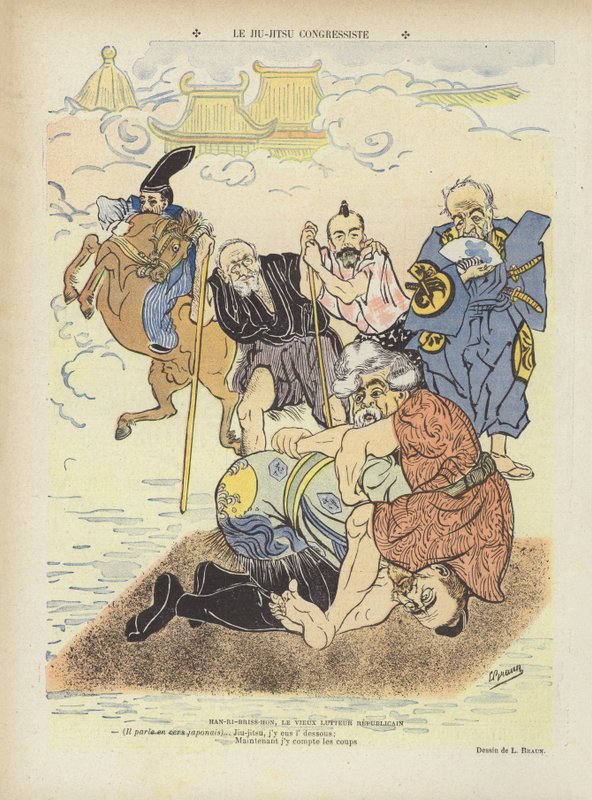 Kongressens ju-jitsu. Illustrasjon for Le Rire av Ludwig Braun