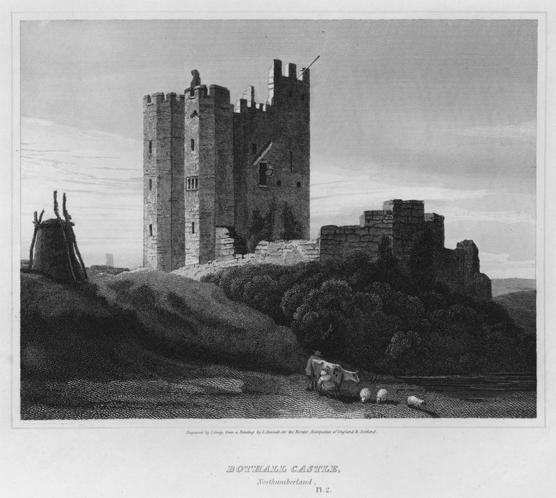 Bothall Castle, Northumberland (gravering) av Luke (after) Clennell