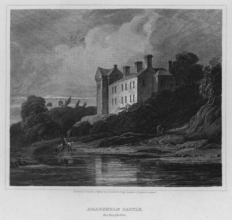 Branxholm Castle, Roxburghshire (gravering) av Luke (after) Clennell