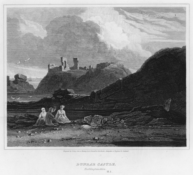 Dunbar Castle, Haddingtonshire (gravering) av Luke (after) Clennell