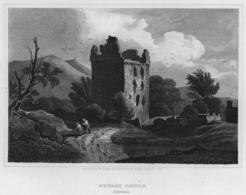 Newark Castle, Selkirkshire (gravering) av Luke (after) Clennell
