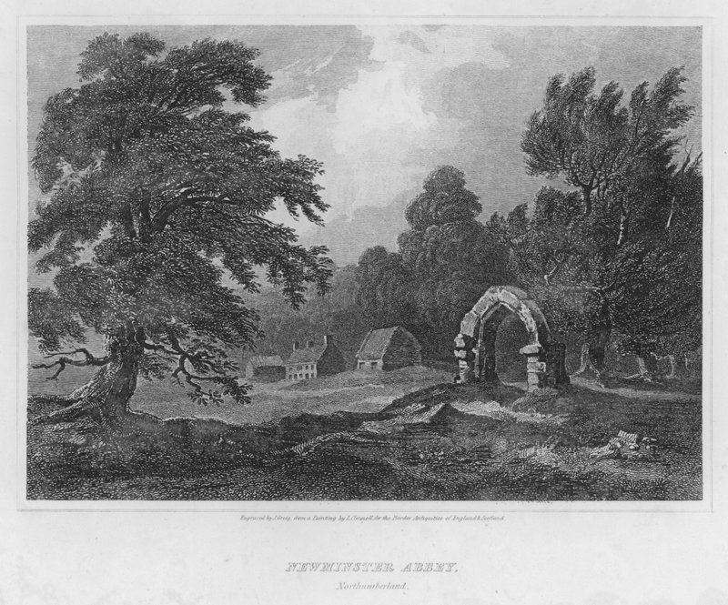 Newminster Abbey, Northumberland (gravering) av Luke (after) Clennell