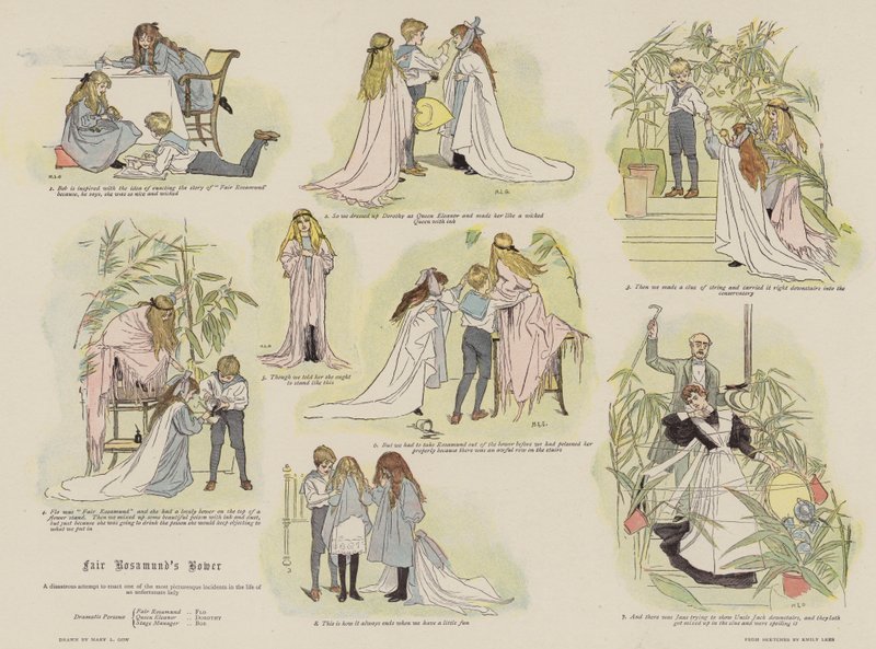 Fair Rosamund's Bower (chromolitho) av Mary L. Gow
