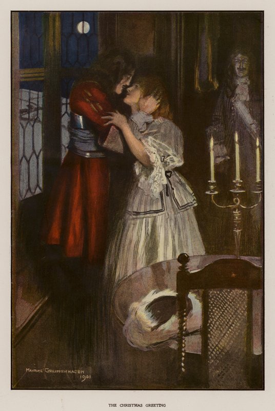 Julehilsen (farge litho) av Maurice (after) Greiffenhagen